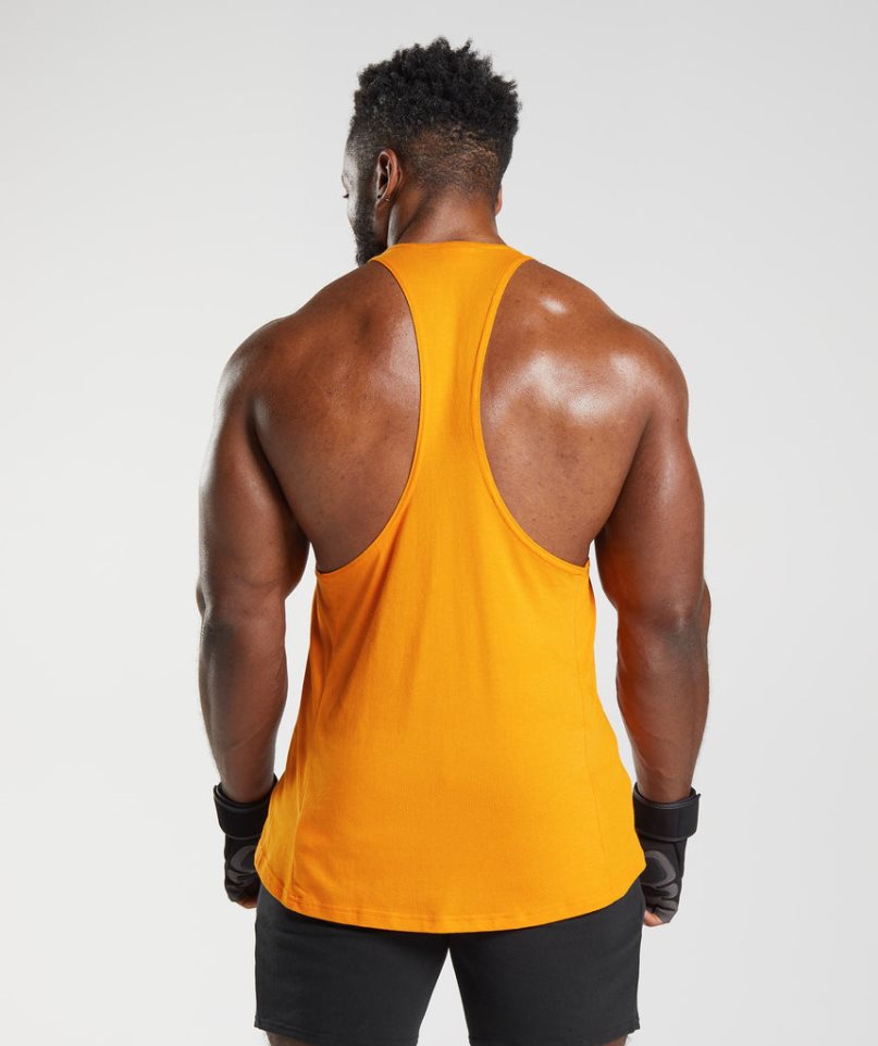 Men's Gymshark React Stringer Tanks Orange | NZ 5CJIPV